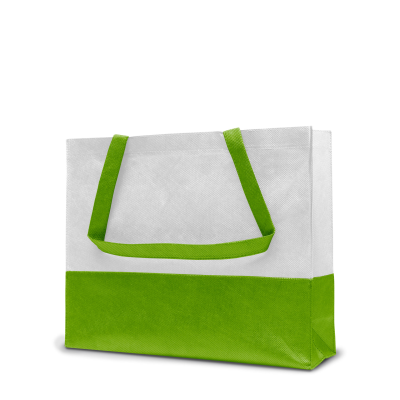 Picture of ROMA – TOTE BAG with Bottom & Side Folding in White & Light Green
