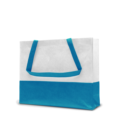 Picture of ROMA – TOTE BAG with Bottom & Side Folding in White & Neon Blue