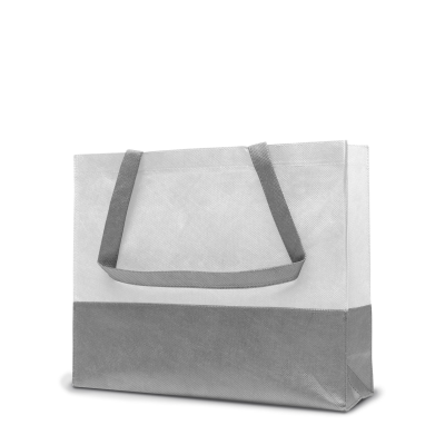Picture of ROMA – TOTE BAG with Bottom & Side Folding in White & Grey