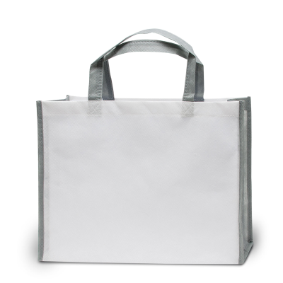 Picture of BERGEN – TOTE BAG with Bottom & Side Folding in White & Grey