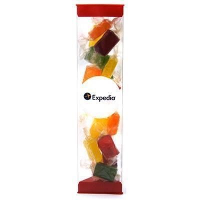 Picture of LARGE PRISM SHAPE SWEETS BOX with red End Cap.