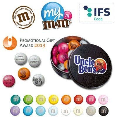 Picture of ROUND METAL TIN OF BRANDED M&M SWEETS