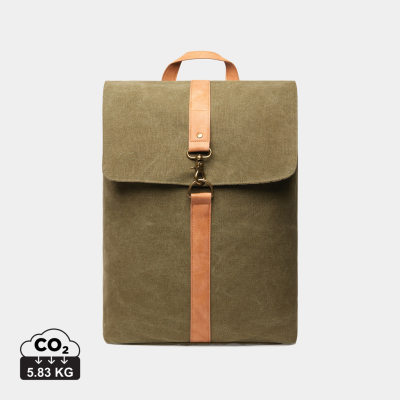Picture of VINGA BOSLER GRS RECYCLED CANVAS BACKPACK RUCKSACK in Green.