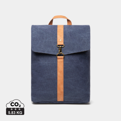 Picture of VINGA BOSLER GRS RECYCLED CANVAS BACKPACK RUCKSACK in Navy Blue.