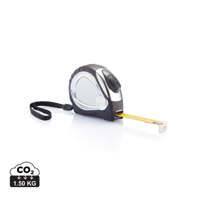 Picture of SILVER CHROME PLATED AUTO STOP TAPE MEASURE in Black.