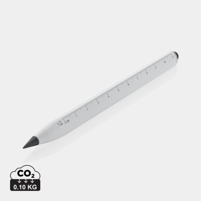 Picture of EON RCS RECYCLED ALUMINUM INFINITY MULTITASKING PEN in White.