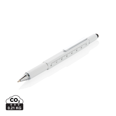 Picture of 5-IN-1 ALUMINIUM METAL TOOLPEN in White.