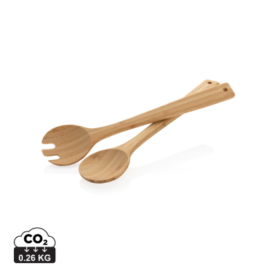 Picture of UKIYO BAMBOO SALAD CUTLERY 2 PCS SET in Brown.