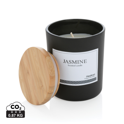 Picture of UKIYO DELUXE SCENTED CANDLE with Bamboo Lid in Black.