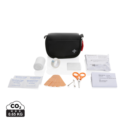 Picture of RCS RECYCLED NUBUCK PU POUCH FIRST AID SET MAILABLE in Black.