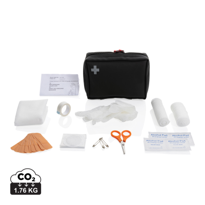Picture of RCS RECYCLED NUBUCK PU POUCH FIRST AID SET in Black.