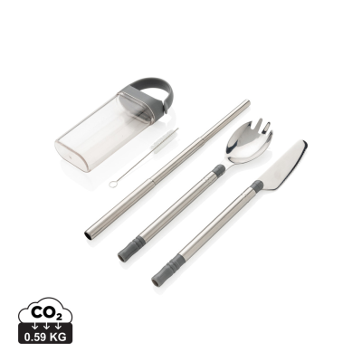 Picture of POCKETSIZE REUSABLE CUTLERY SET ON-THE-GO in Silver