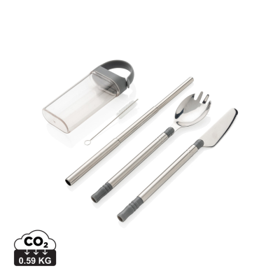 Picture of POCKETSIZE REUSABLE CUTLERY SET ON-THE-GO in Silver.