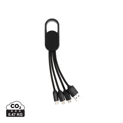 4-IN-1 CABLE with Carabiner Clip in Black.