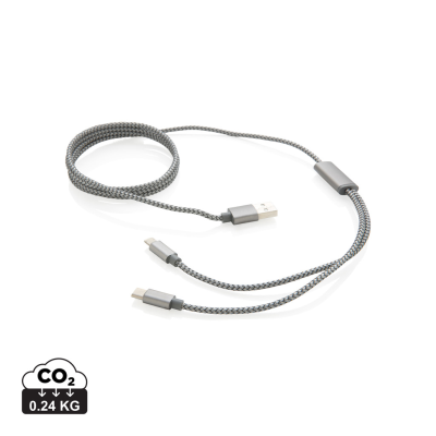 3-IN-1 BRAIDED CABLE in Grey.
