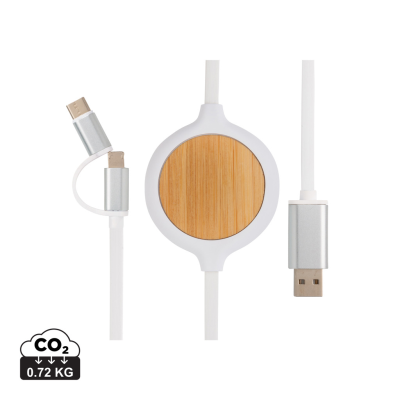 Picture of 3-IN-1 CABLE with 5W Bamboo Cordless Charger in White