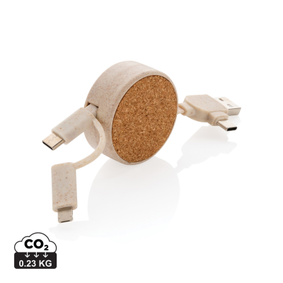 Picture of CORK AND WHEAT 6-IN-1 RETRACTABLE CABLE in Brown.