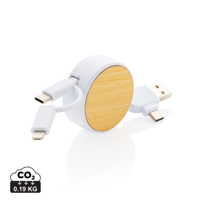 Picture of RCS RECYCLED PLASTIC ONTARIO 6-IN-1 RETRACTABLE CABLE in White.