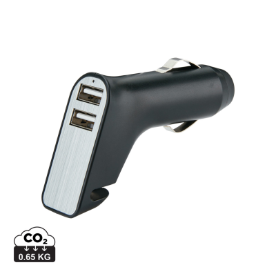 Picture of DUAL PORT CAR CHARGER with Belt Cutter & Hammer in Black