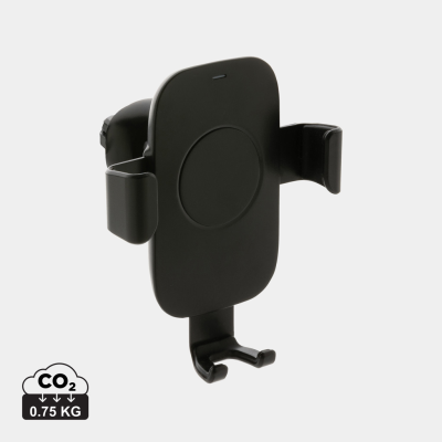 Picture of RCS RECYCLED PLASTIC 10W CORDLESS CHARGER CAR HOLDER in Black