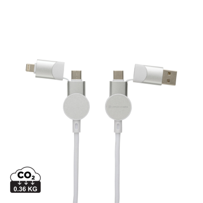 Picture of OAKLAND RCS RECYCLED PLASTIC 6-IN-1 FAST CHARGER 45W CABLE in White.