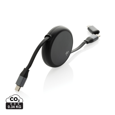 Picture of TERRA RCS RECYCLED ALUMINIUM METAL RETRACTABLE 240W 2-IN-1 CABLE in Black