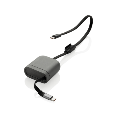 Picture of SPIRA RCS RECYCLED RETRACTABLE 100W FAST CHARGER CABLE in Grey