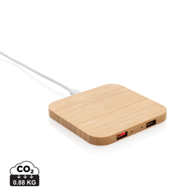 Picture of FSC® CERTIFIED BAMBOO 5W CORDLESS CHARGER with USB