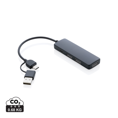 Picture of RCS RECYCLED PLASTIC USB HUB with Dual Input in Black