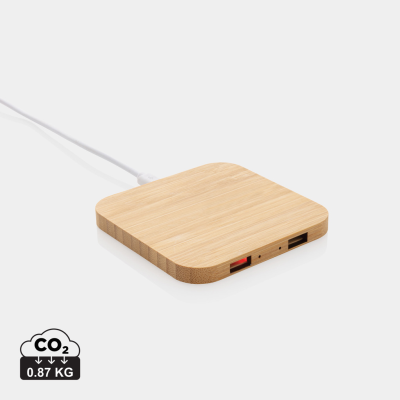 Picture of FSC® BAMBOO 10W CORDLESS CHARGER with USB
