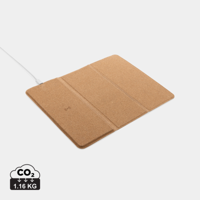 Picture of 10W CORDLESS CHARGER CORK MOUSEMAT AND STAND in Brown.