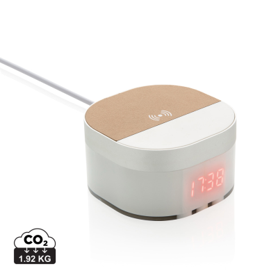 Picture of ARIA 5W CORDLESS CHARGER DIGITAL CLOCK in White.