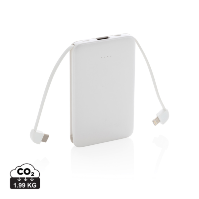 Picture of 5,000 Mah POCKET POWERBANK with Integrated Cables in White