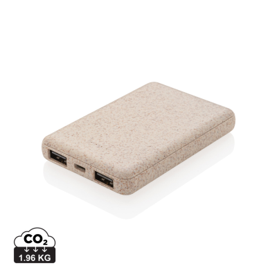 Picture of WHEAT STRAW 5,000 Mah POCKET POWERBANK in Brown.