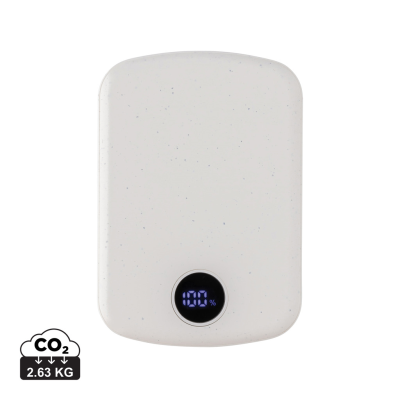 Picture of MAGBOOST RCS RECYCLED PLASTIC 5000 MAH MAGNETIC POWERBANK in White.