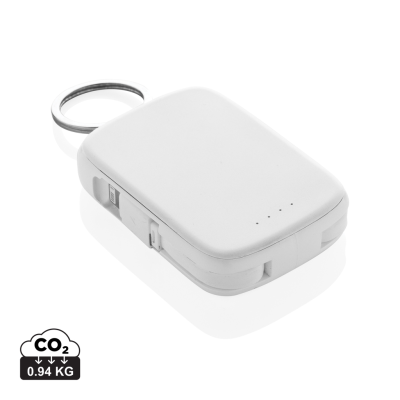 Picture of NEXO RCS KEYRING CHAIN 2000 MAH POWERBANK with Integrated Cables in White