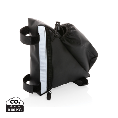 Picture of PU HIGH VISIBILITY BICYCLE FRAME BAG with Bottle Holder in Black.