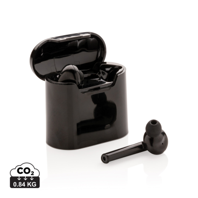 Picture of LIBERTY CORDLESS EARBUDS in Charger Case in Black.