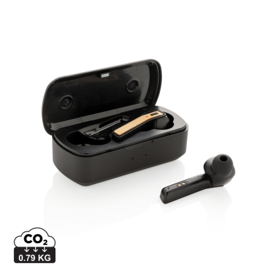 Picture of BAMBOO FREE FLOW TWS EARBUDS in Charger Case in Black.