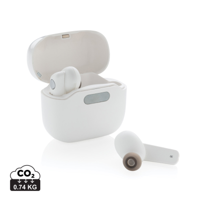 Picture of TWS EARBUDS in Uv-C Sterilizing Charger Case in White.