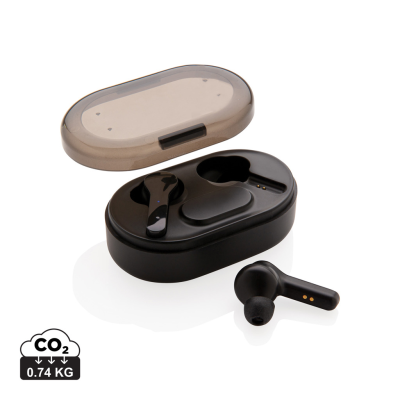 Picture of LIGHT UP LOGO TWS EARBUDS in Charger Case in Black.