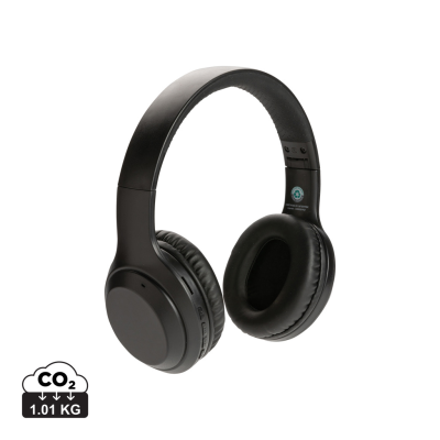 Picture of RCS STANDARD RECYCLED PLASTIC HEADPHONES in Black.