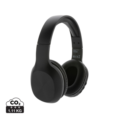 Picture of RCS RECYCLED PLASTIC JAM CORDLESS HEADPHONES in Black.