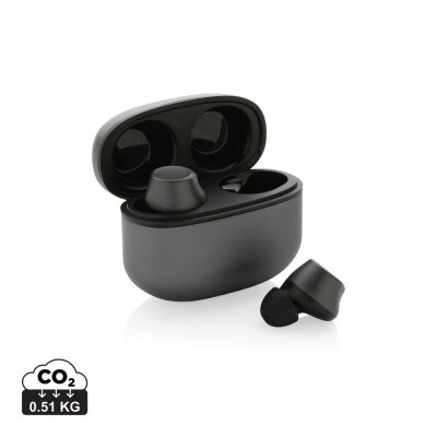 Picture of TERRA RCS RECYCLED ALUMINIUM METAL CORDLESS EARBUDS in Grey.