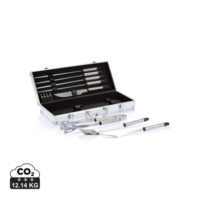 Picture of 12 PCS BARBECUE SET in Aluminium Metal Box in Silver.