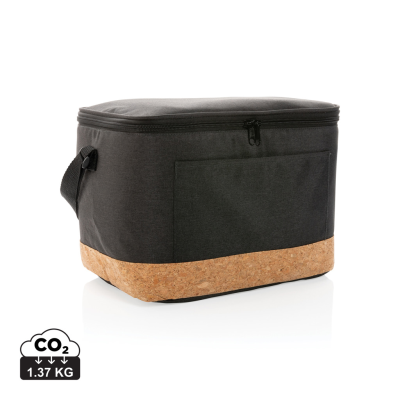 Picture of IMPACT AWARE™ XL RPET TWO TONE COOL BAG with Cork Detail in Black.