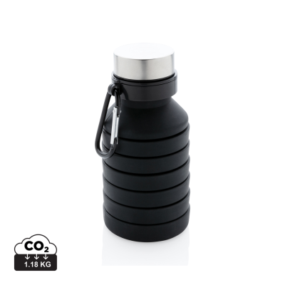 Picture of LEAKPROOF COLLAPSIBLE SILICON BOTTLE with Lid in Black.