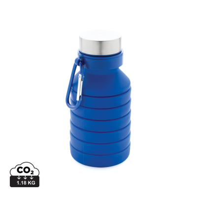 Picture of LEAKPROOF COLLAPSIBLE SILICON BOTTLE with Lid in Blue.