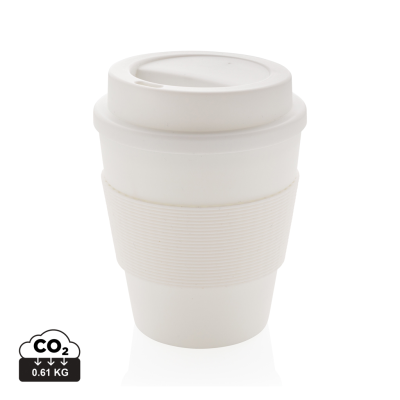 Picture of REUSABLE COFFEE CUP with Screw Lid 350ml in White.