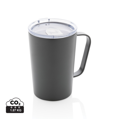 Picture of RCS RECYCLED STAINLESS STEEL METAL MODERN VACUUM MUG with Lid in Anthracite.